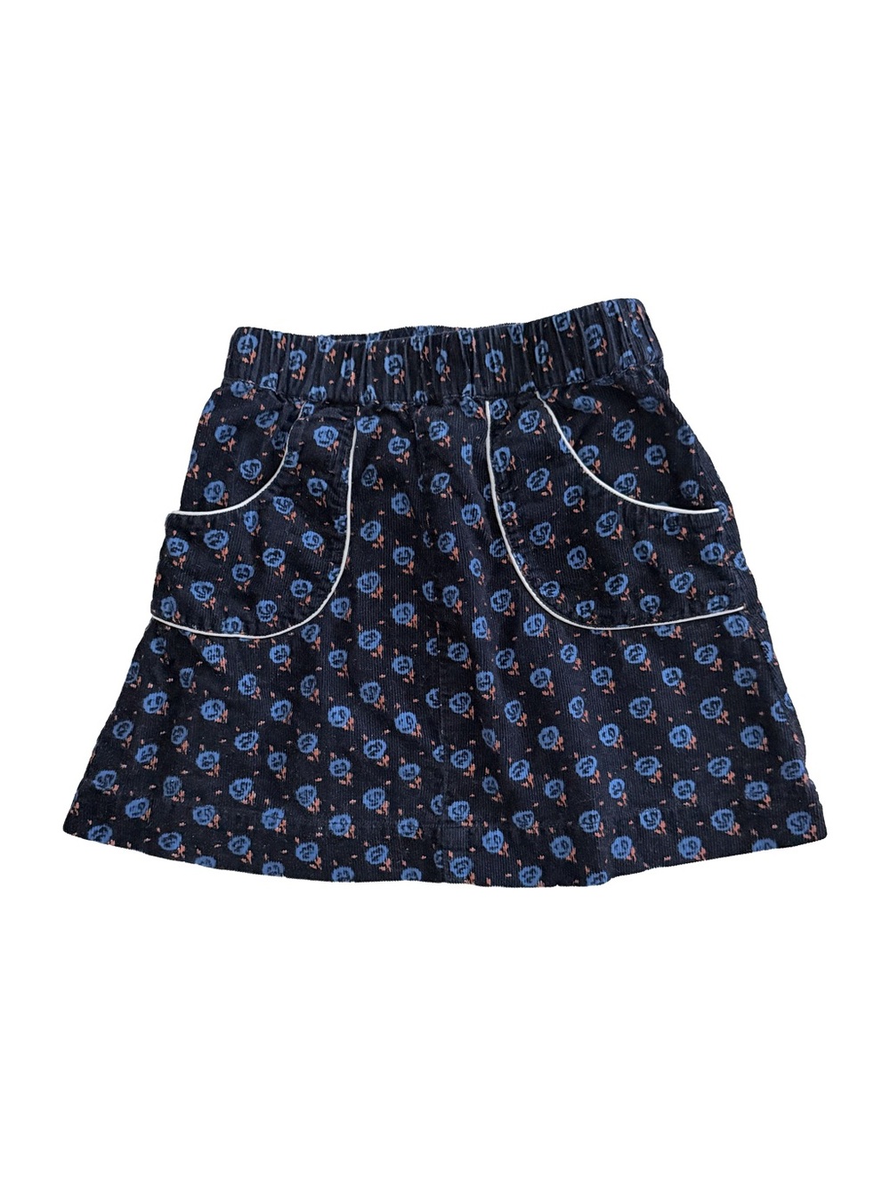 Girls Navy Floral Pocket Skirt